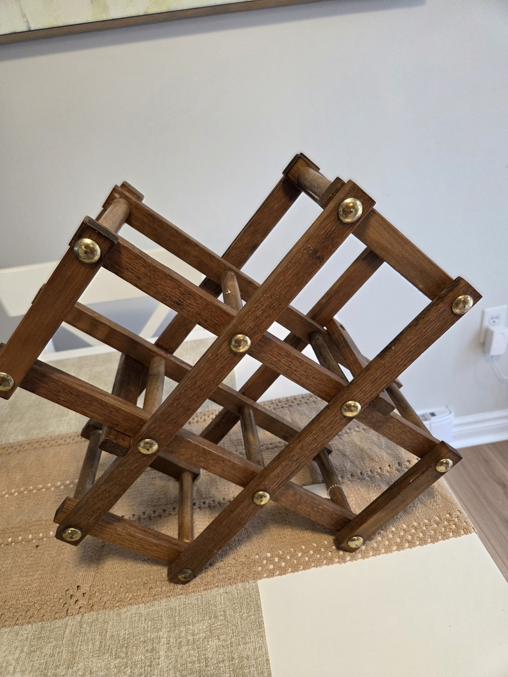 Folding Vintage Wooden Wine Rack in Warm Brown
